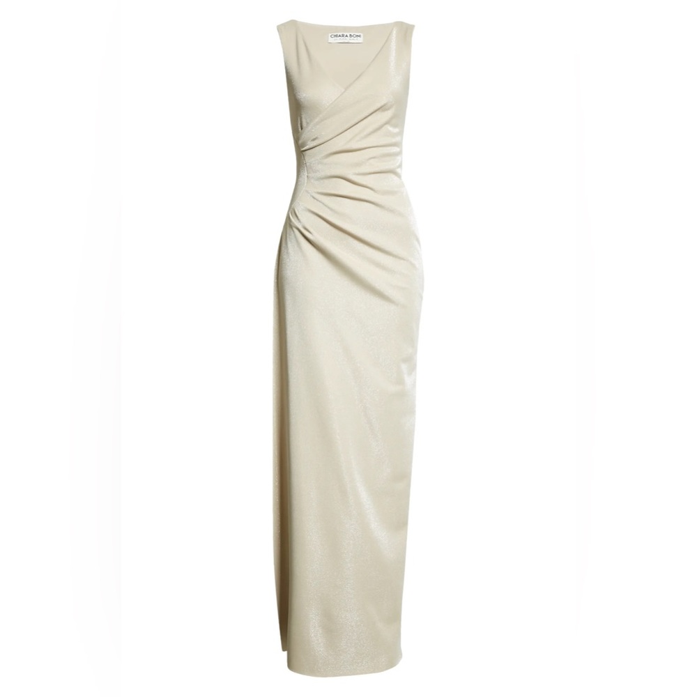 CHIARA BONI La petite robe Aliki Metallic Sheath Gown